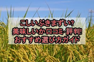こしいぶきまずい?美味しいか口コミ･評判まとめ!おすすめ選び方ガイド