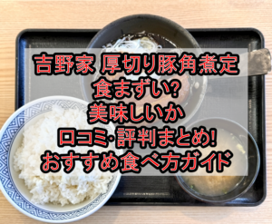 吉野家 厚切り豚角煮定食まずい?美味しいか口コミ･評判まとめ!おすすめ食べ方ガイド