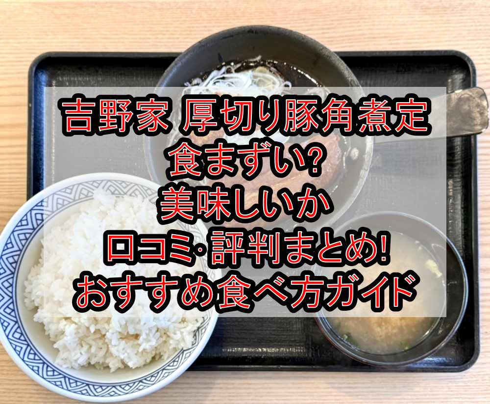 吉野家 厚切り豚角煮定食まずい?美味しいか口コミ･評判まとめ!おすすめ食べ方ガイド